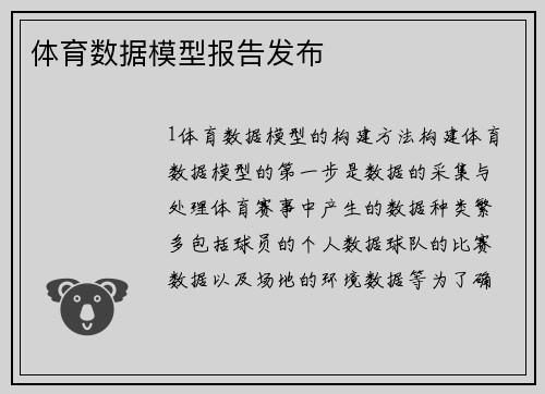 体育数据模型报告发布